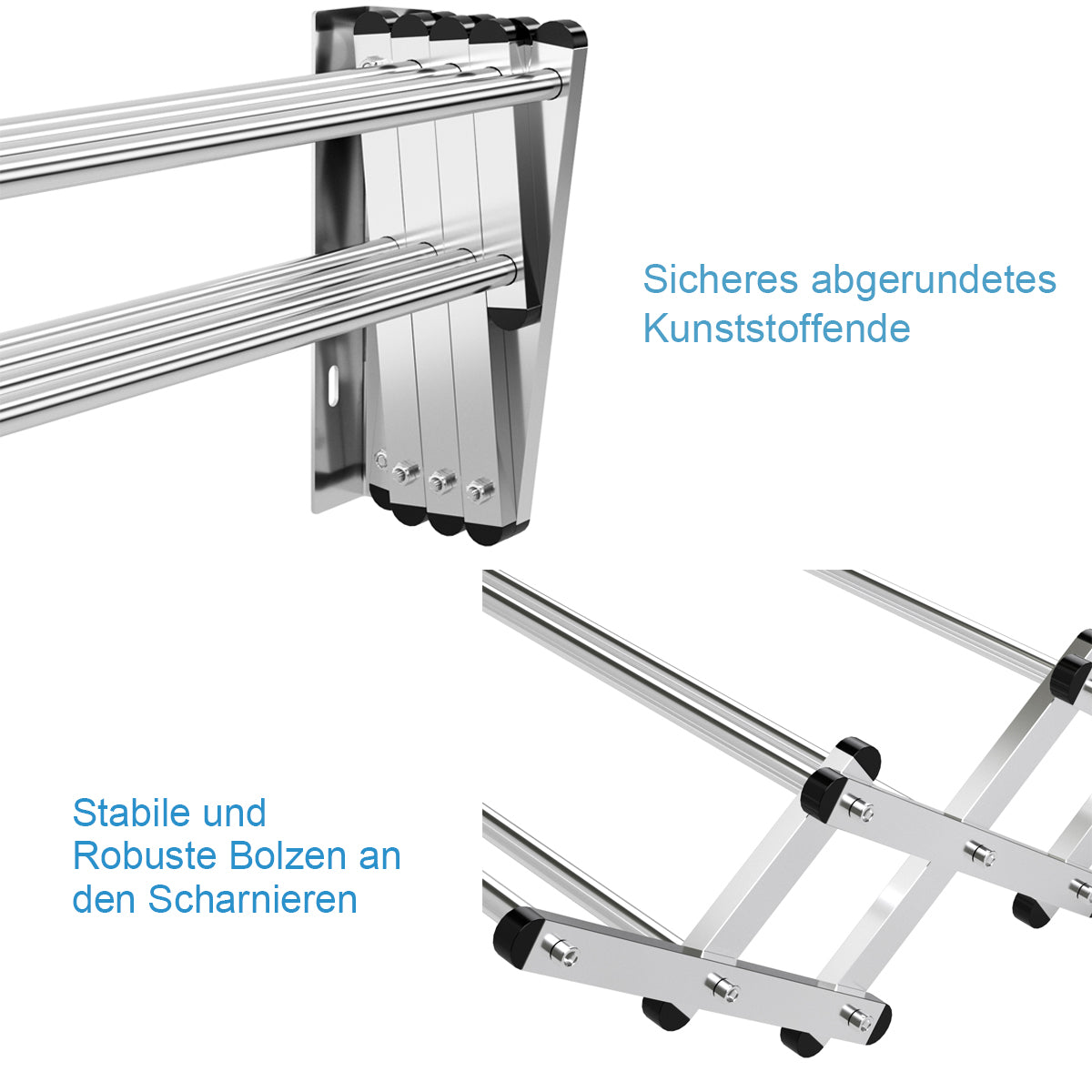 Wäscheständer, Wäscheständer ausziehbar, Wäscheständer Wand, Wäscheständer Wand Klappbar, aus Edelstahl, Costway, 6