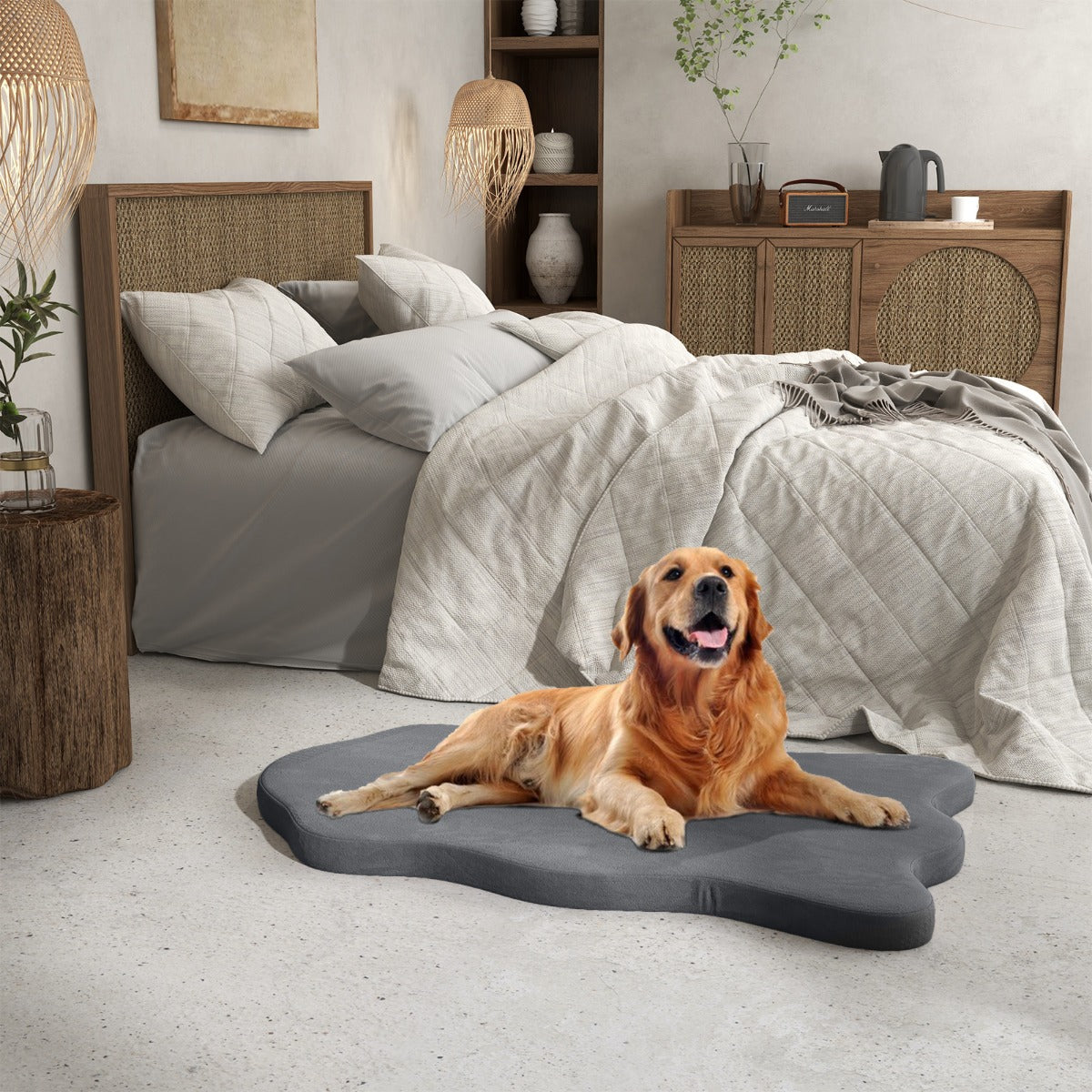 Hundebett, Orthopädisches Hundebett, für große Hunde mit Memory-Schaum-Unterstützung, Knuffelwuff, Costway, 8