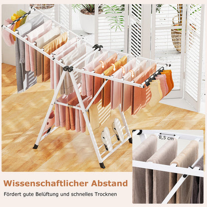 wäscheständer platzsparend, Wäscheständer klappbar, mit verstellbaren Flügeln, Lange 163 cm, Weiß, Costway, 6