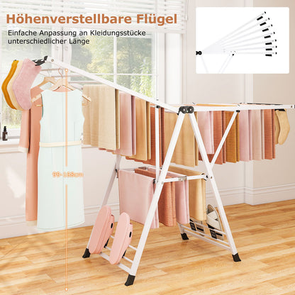 Wäscheständer Platzsparend, Wäscheständer Klappbar, Höhenverstellbare Flügeln Wäschetrockner, Weiß, Costway, 8