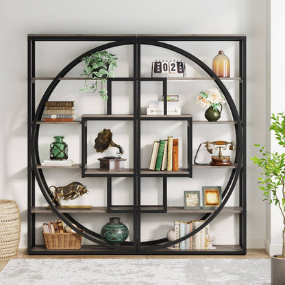 Tribesigns - Bücherregal, Industrielles 5-stöckiges Bücherregal, 180 cm hohes Bücherregal mit 8 offenen Lagerregalen, Tack Regaleinheit, Grau