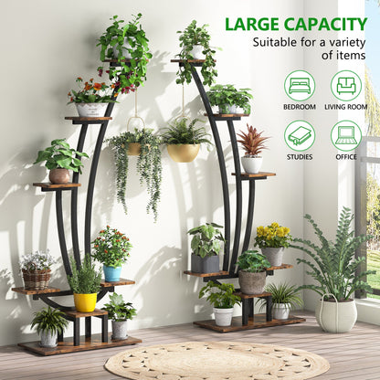 Tribesigns - Blumenständer, 2 Stück Pflanzenregal mit 6 Ebenen und 2 Haken, 150cm Hoch Pflanzenständer Blumenregal für Indoor Balkon Boden
