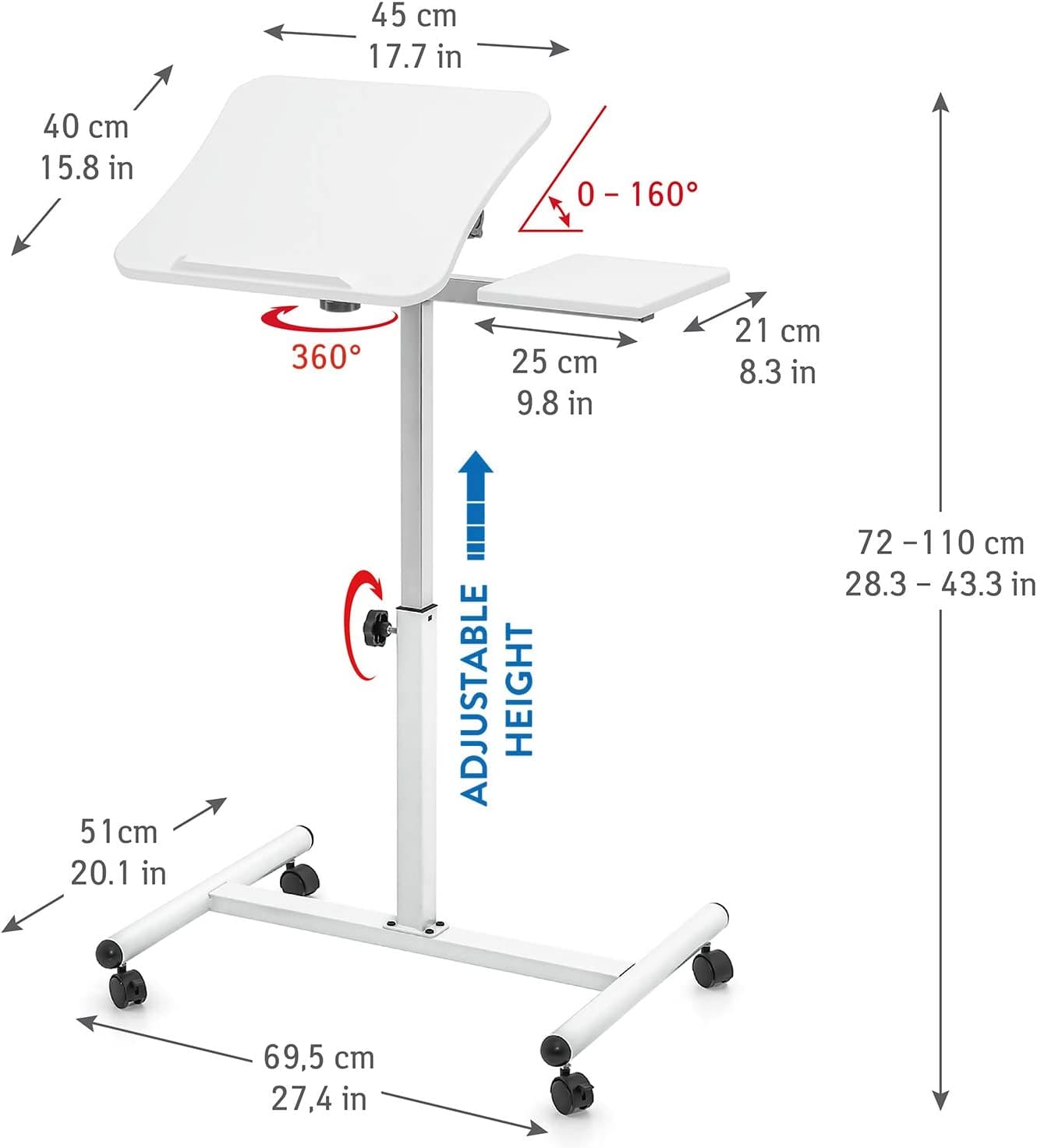 Tischplatte 45X40cm ist für 7-17 "Laptops geeignet. Große Mausplatine 8" X 10"(21X25cm).