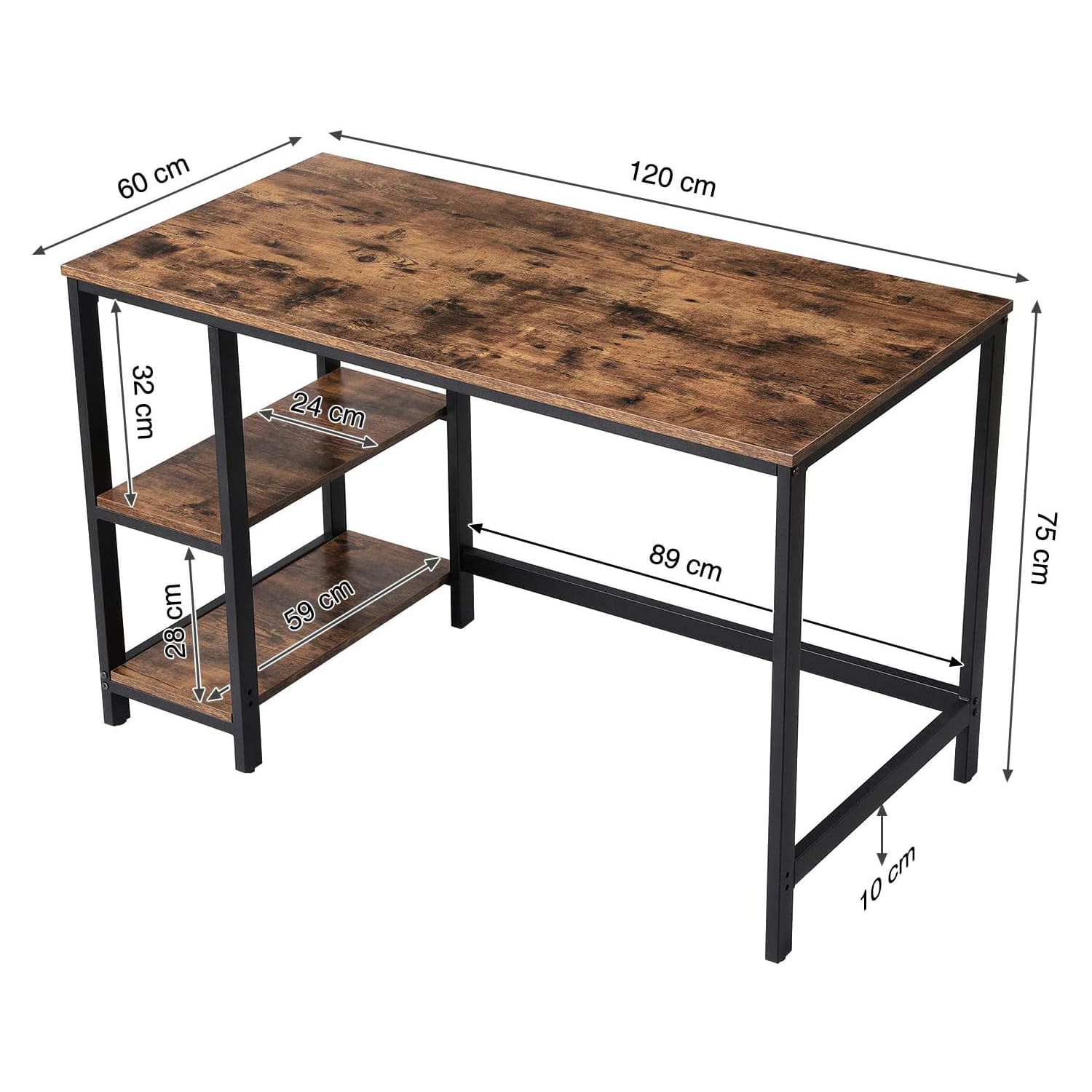 Schreibtisch, Holztisch, Größe: 60x120x75 cm, gaming schreibtisch - Vasagle  