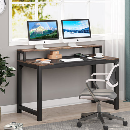 Tribesigns - Computertisch mit Monitorständer, Kleiner Schreibtisch mit Monitor Ablage, Bürotisch PC Tisch Officetisch für Home Office