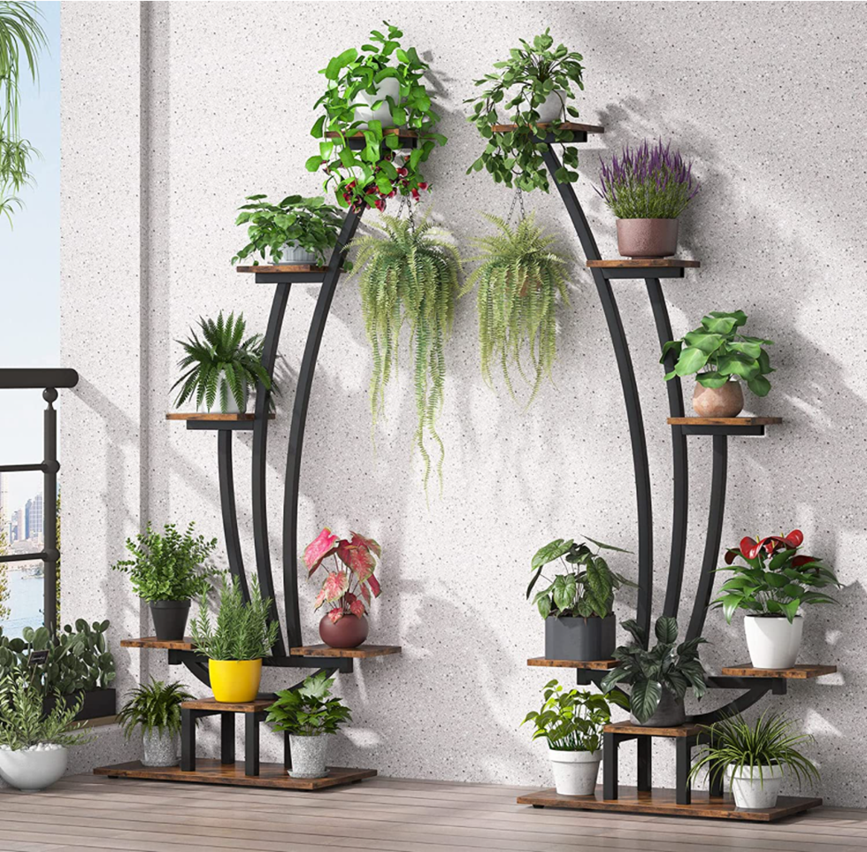 Tribesigns - Blumenständer, 2 Stück Pflanzenregal mit 6 Ebenen und 2 Haken, 150cm Hoch Pflanzenständer Blumenregal für Indoor Balkon Boden