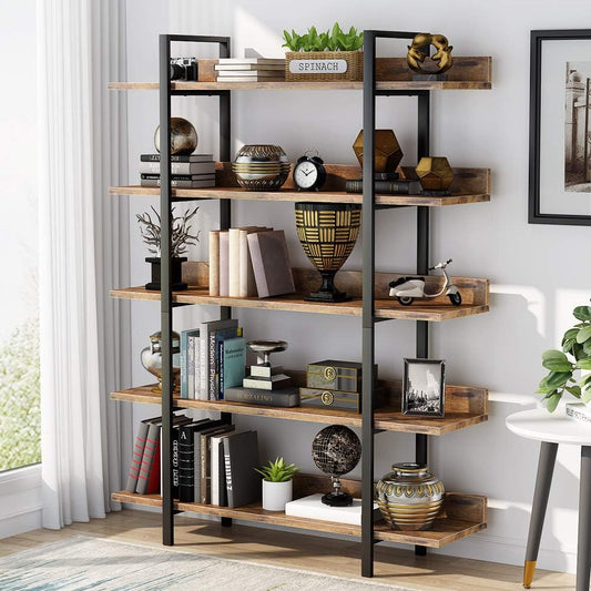 Bücherregal, Lagerregal, Stehendes Regal, 5-stufiges industrielles stabiles Bücherregal, Büro, Tribesigns, 1