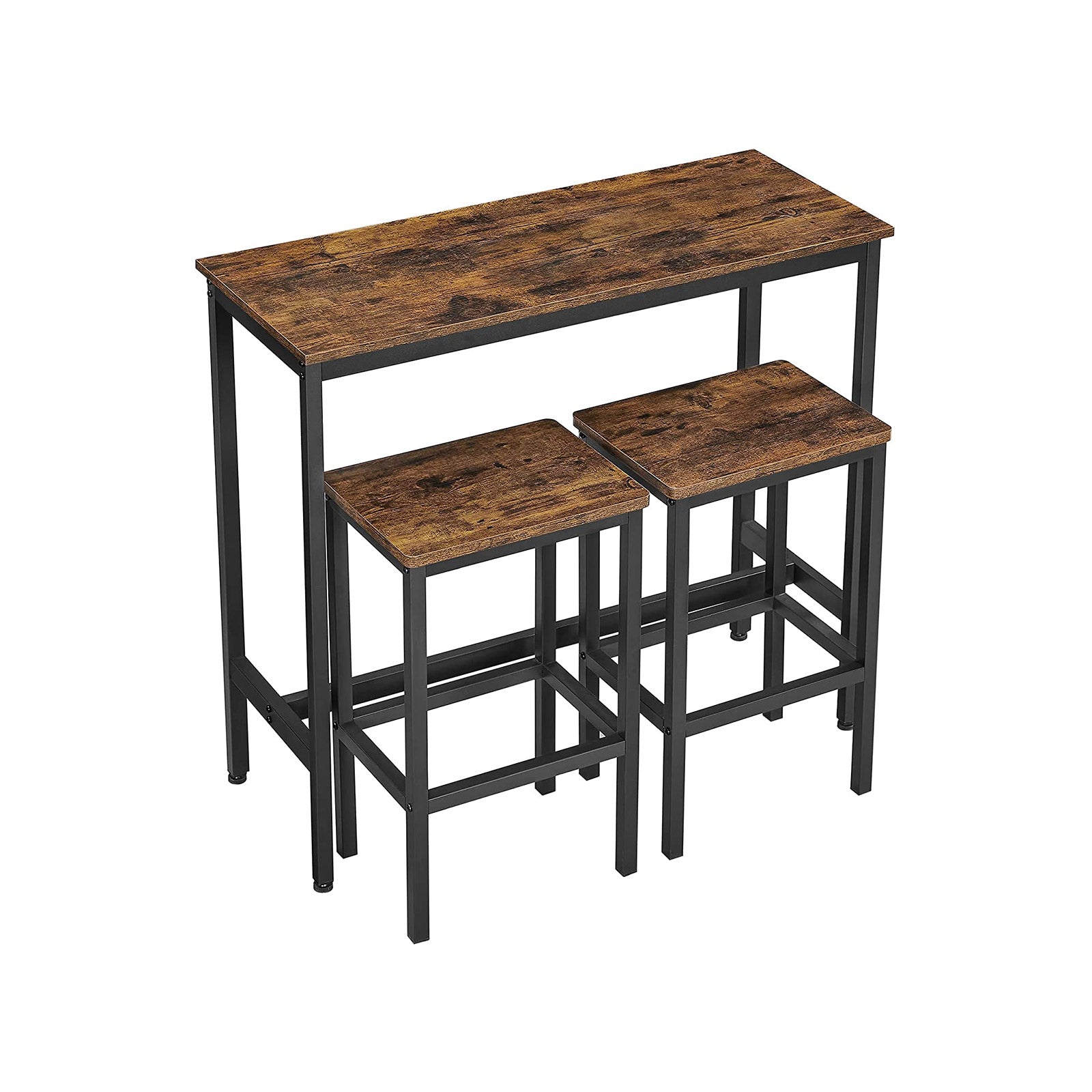 Bartisch mit Hocker, Essgruppe, Bartisch-Set, Bartisch mit 2 Stühlen set, Stehtisch  mit 2 Barhockern, VASAGLE, 7
