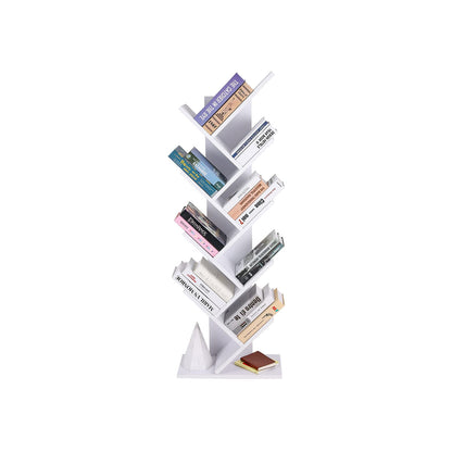 Vasagle - Bücherregal, 8 Ebenen, Baumform, Standregal, CD Regal aus Holz für Wohnzimmer, Büro, Weiß