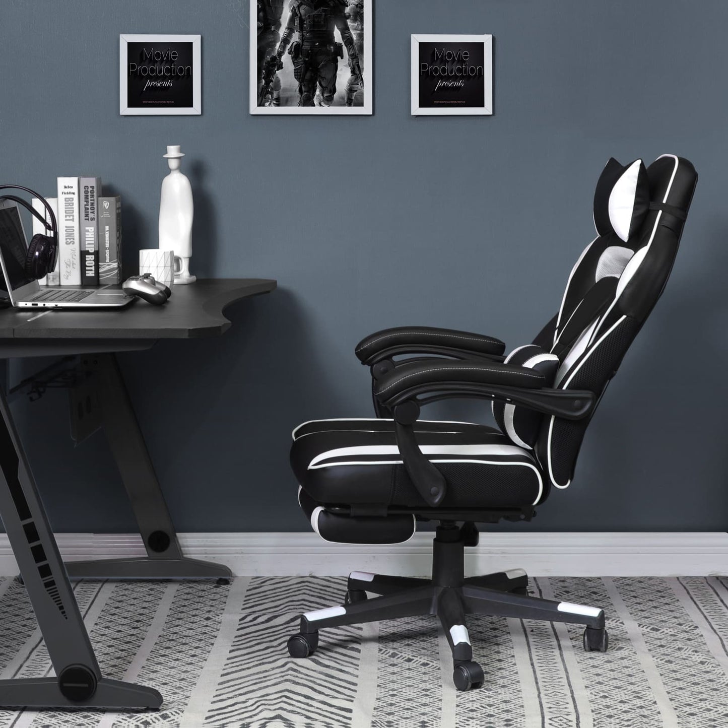 Gaming stuhl, home office stuhl,  gaming stühle, schwarz-grau, bürostuhl - SONGMICS 2