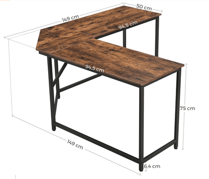 Schreibtisch, Computertisch,  L Schreibtisch, L Form Schreibtisch, Eckschreibtisch, Holzspanplatte, Stahl,  Vasagle, 6