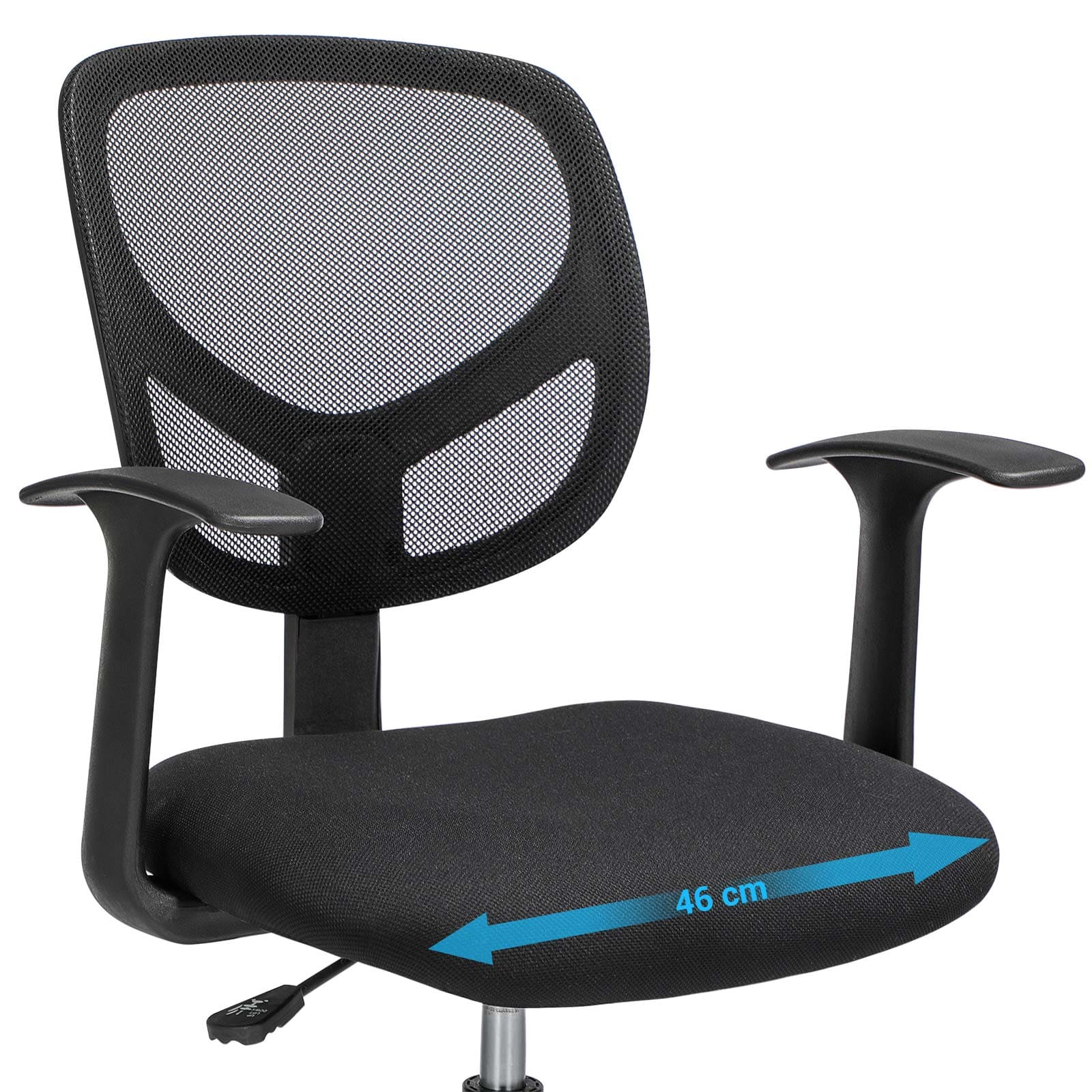 Bürostuhl, ergonomischer Stuhl, Bürostuhl aus Stoff, schwarz - SONGMICS, Sitzbreite beim 46 cm