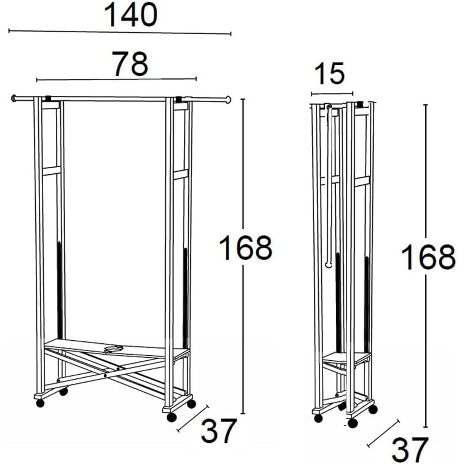  Garderobe, Kleiderständer, Garderobenständer Holz, Kleiderständer Klappbar, ausziehbar + Gummiräder, Weiß, Arit ELIOS, 7