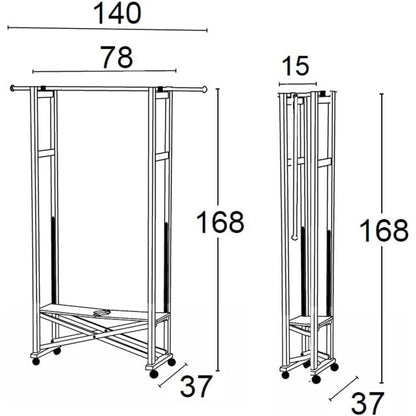  Garderobe, Kleiderständer, Garderobenständer Holz, Kleiderständer Klappbar, ausziehbar + Gummiräder, Weiß, Arit ELIOS, 7