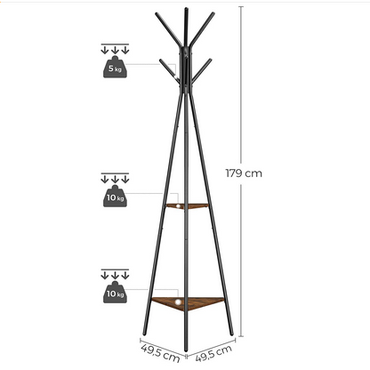 Garderobenständer, Garderobenständer Metall, Garderobenständer Stabil, Garderobenständer Baum, mit 2 Ablagen, Vasagle, 6
