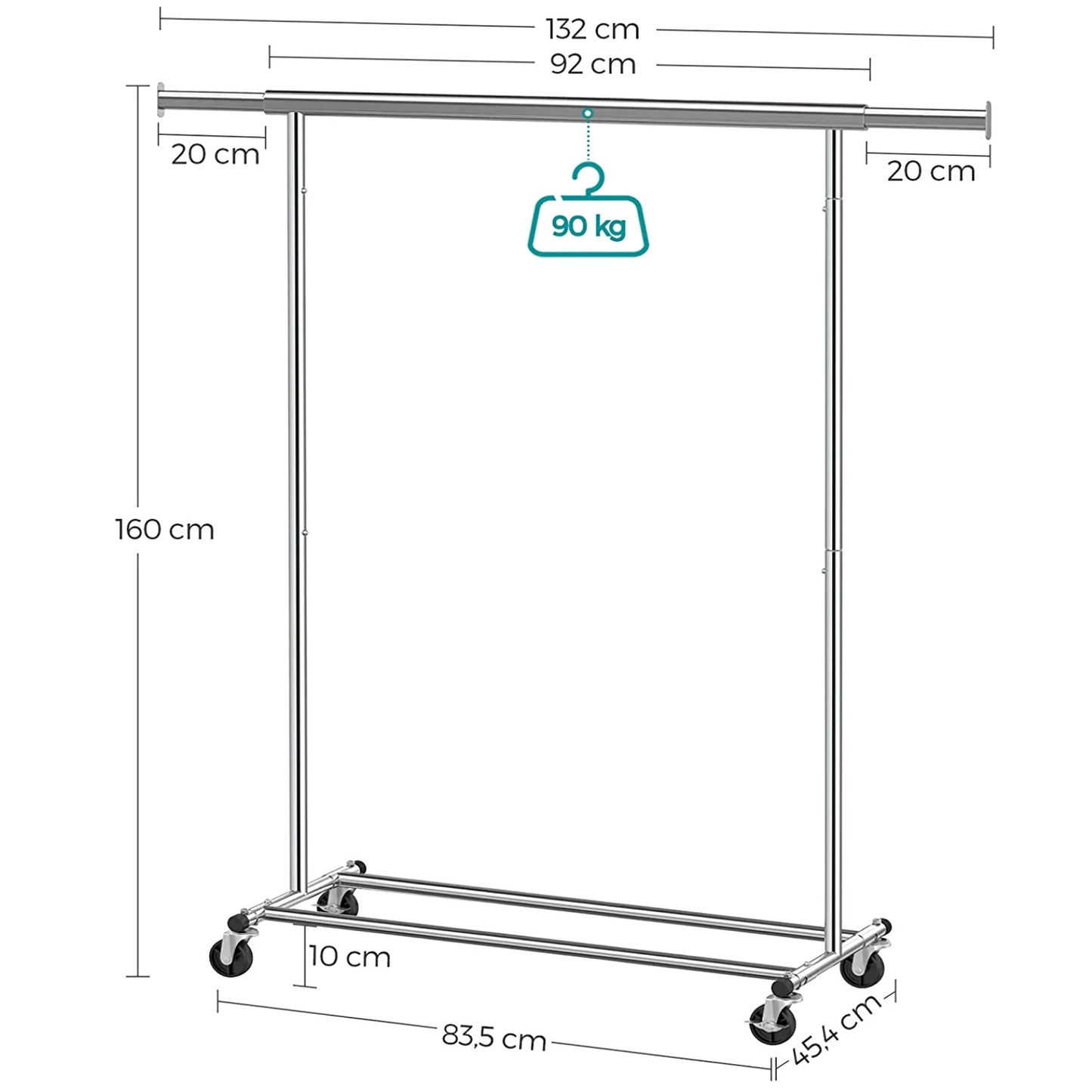 Garderobenständer, Kleiderständer auf rolen, kleiderstange roller, Schwerlast-Kleiderständer, Roller Kleiderständer