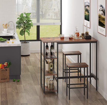 Küchentisch, Bartisch rechteckig, Stehtisch mit 3 Regalablagen, Küchentresen, 109 x 60 x 100 cm, einfacher Aufbau, VASAGLE, 3