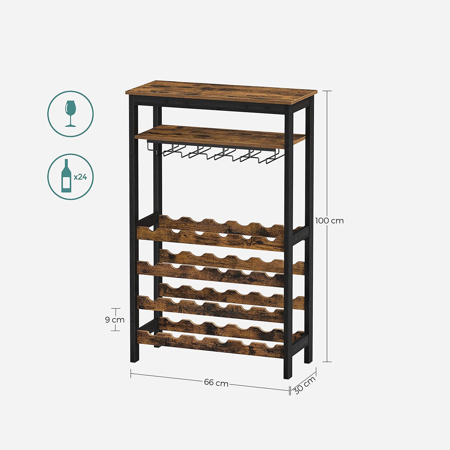 Industrie-Design Weinregal mit Glashaltern