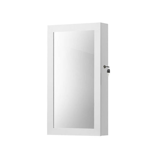 Schmuckschrank, Wandspiegel zum Hängen, Tür mit Magnetverschluss und Spiegel, Weiß