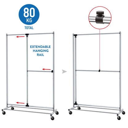 Kleiderständer, Kleiderständer Stabil, Schwerlast Kleiderständer,  Rollgarderobe, variabel Kleiderstangen, Tatkraft Marvel, 2