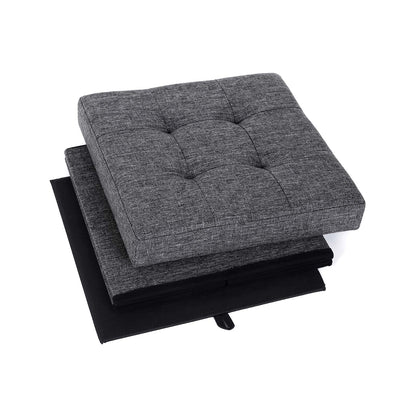 Songmics - Sitzbank, Sitzhocker, mit Stauraum faltbar Sitzwürfel Fußablage leinen 38 x 38 x 38 cm Dunkelgrau