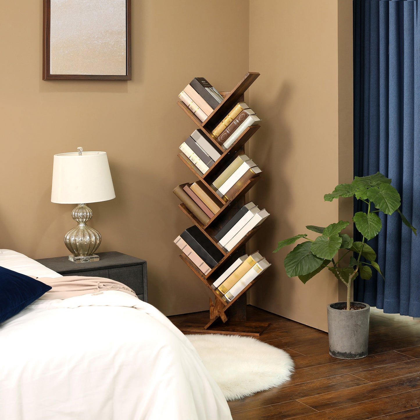 Vasagle - Das Bücherregal hat eine baumförmige, geometrische Struktur, die Ihren Büchern ein Zuhause und Ihrer Einrichtung eine Bühne bietet