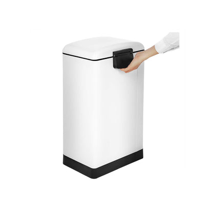 Abfalleimer für Küche, 30 L Weiß Treteimer mit Absenkautomatik