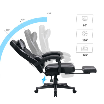 Um 47-57 cm höhenverstellbar und mit einer um 90-135° nach hinten neigbaren Rückenlehne versehen, erlaubt dieser Schreibtischstuhl eine adäquate Sitzposition, damit Sie effizient arbeiten oder gamen können