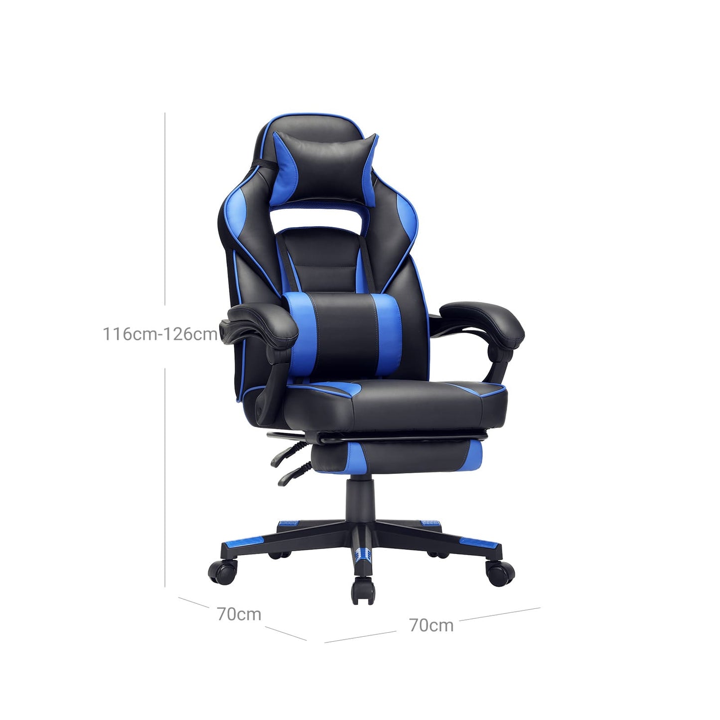 Gaming stuhl, home office stuhl,  gaming stühle, Schwarz Blau - SONGMICS - H 116-126 X B 70cm