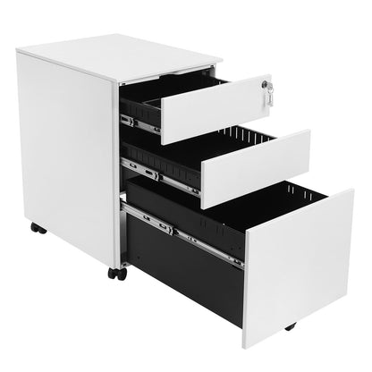 Songmics - Rollcontainer Büroschrank Bürocontainer Aktenschrank Rollschrank 3 Schubladen, 3
