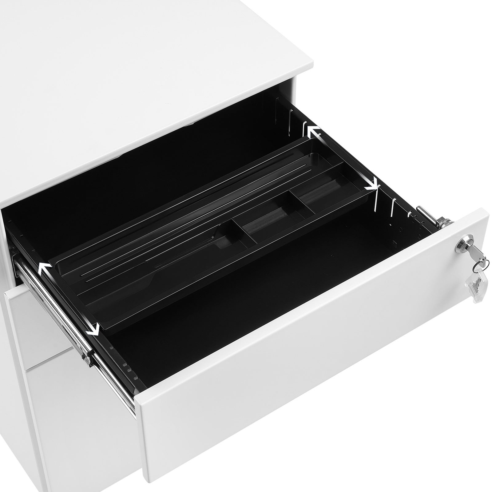 Songmics - Rollcontainer Büroschrank Bürocontainer Aktenschrank Rollschrank 3 Schubladen, 5