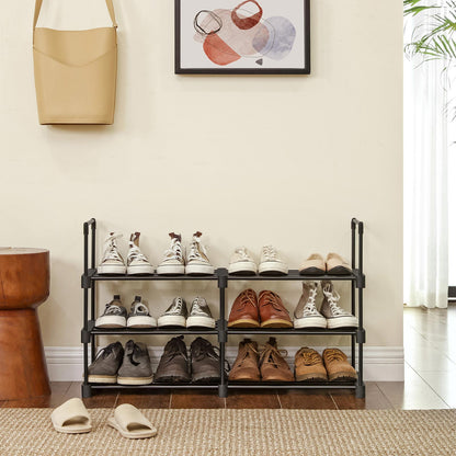 SONGMICS Schuhregal mit 6 Ablagen, Schuhständer aus Metall, platzsparendes Standregal, multifunktional, Flur, Wohnzimmer, 45 x 30 x 106 cm, schwarz
