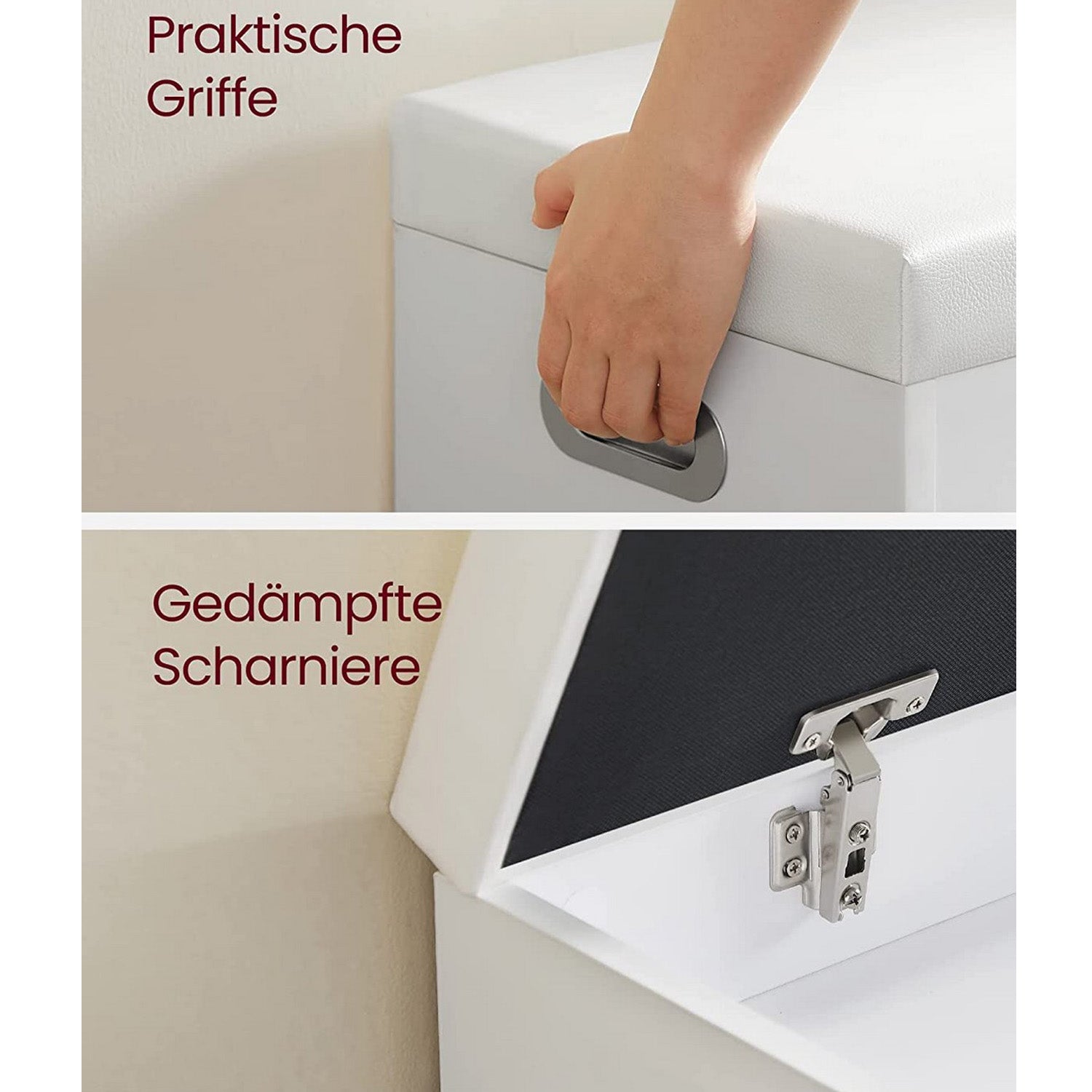 Schuhregal mit Sitzbank, Schuhbank mit Sitzkissen, Betttruhe, 3 Fächer Truhe, Schuhaufbewahrung mit Sitzfläche, Vasagle, 7