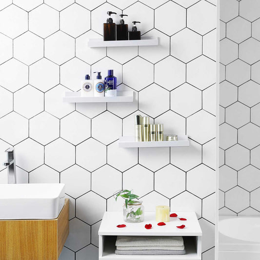 Songmics - Wandregal 3er Set Schweberegale für Fotorahmen und Bücher, 38 x 10 cm, modernes Regal, Weiß