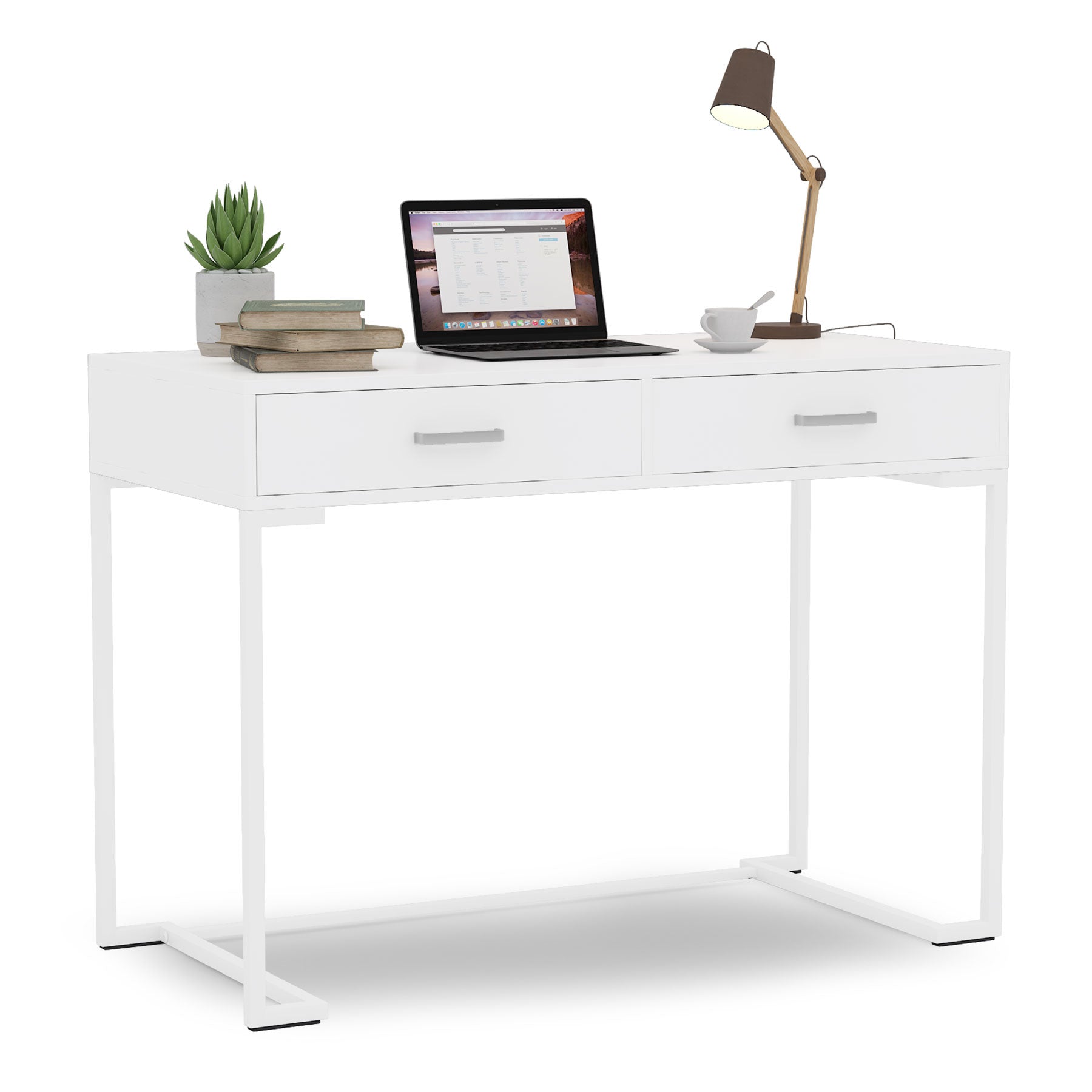 Computertisch, Schreibtisch, Arbeitsstation mit 2 Schubladen, einfacher, Vanity Tisch Konsolentisch