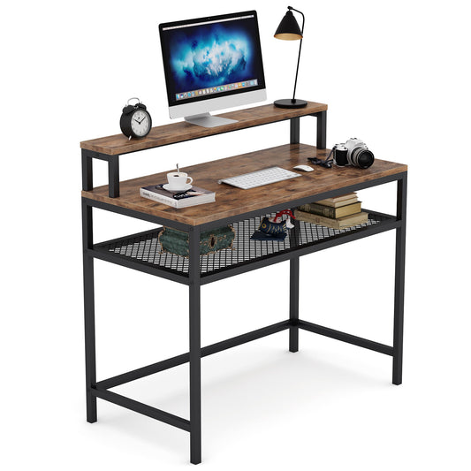 Gaming Tisch, Computer Schreibtisch, Schreibtisch, Schreibtisch Workstation mit Eisenrohrrahmen, Tribesigns, 1