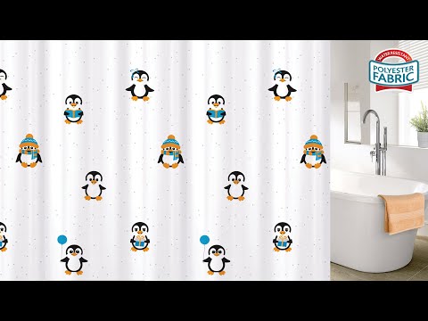 Penguins Duschvorhang mit 12 Vorhangringen