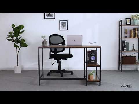 Vasagle - Schreibtisch, Computertisch, PC-Tisch, Bürotisch, mit 2 Ablagen
